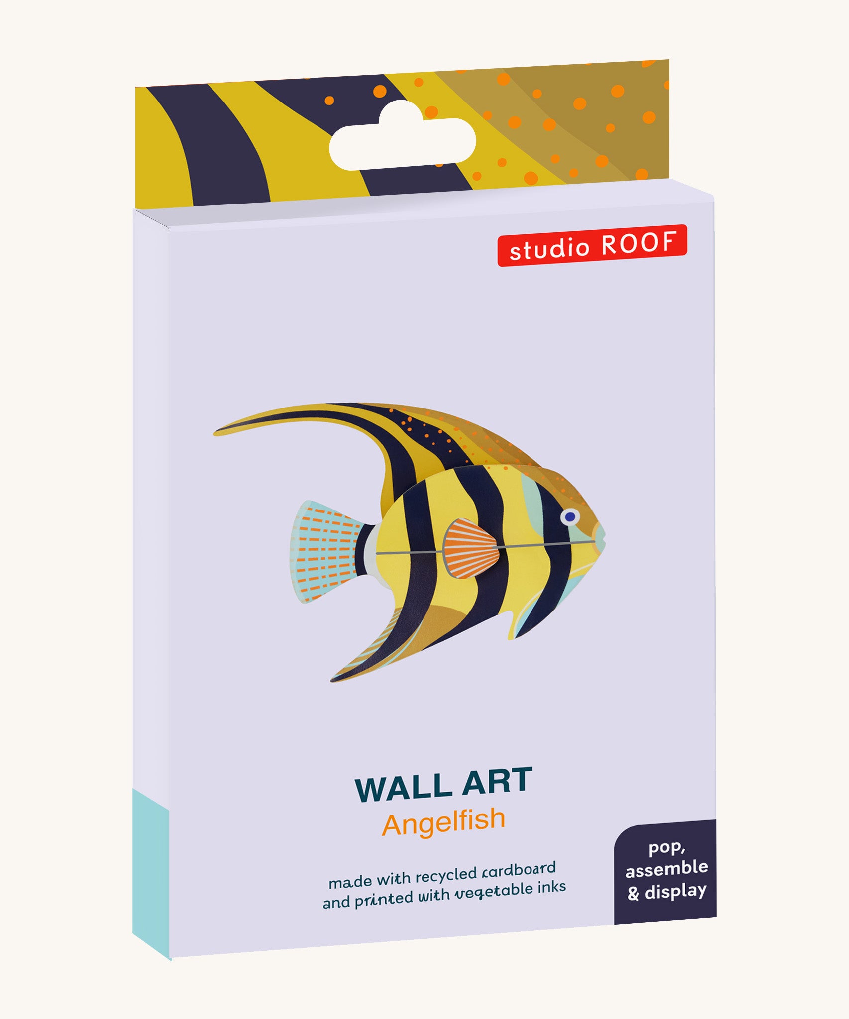 The cardboard packaging for the small angelfish wall decoration available at Babipur.