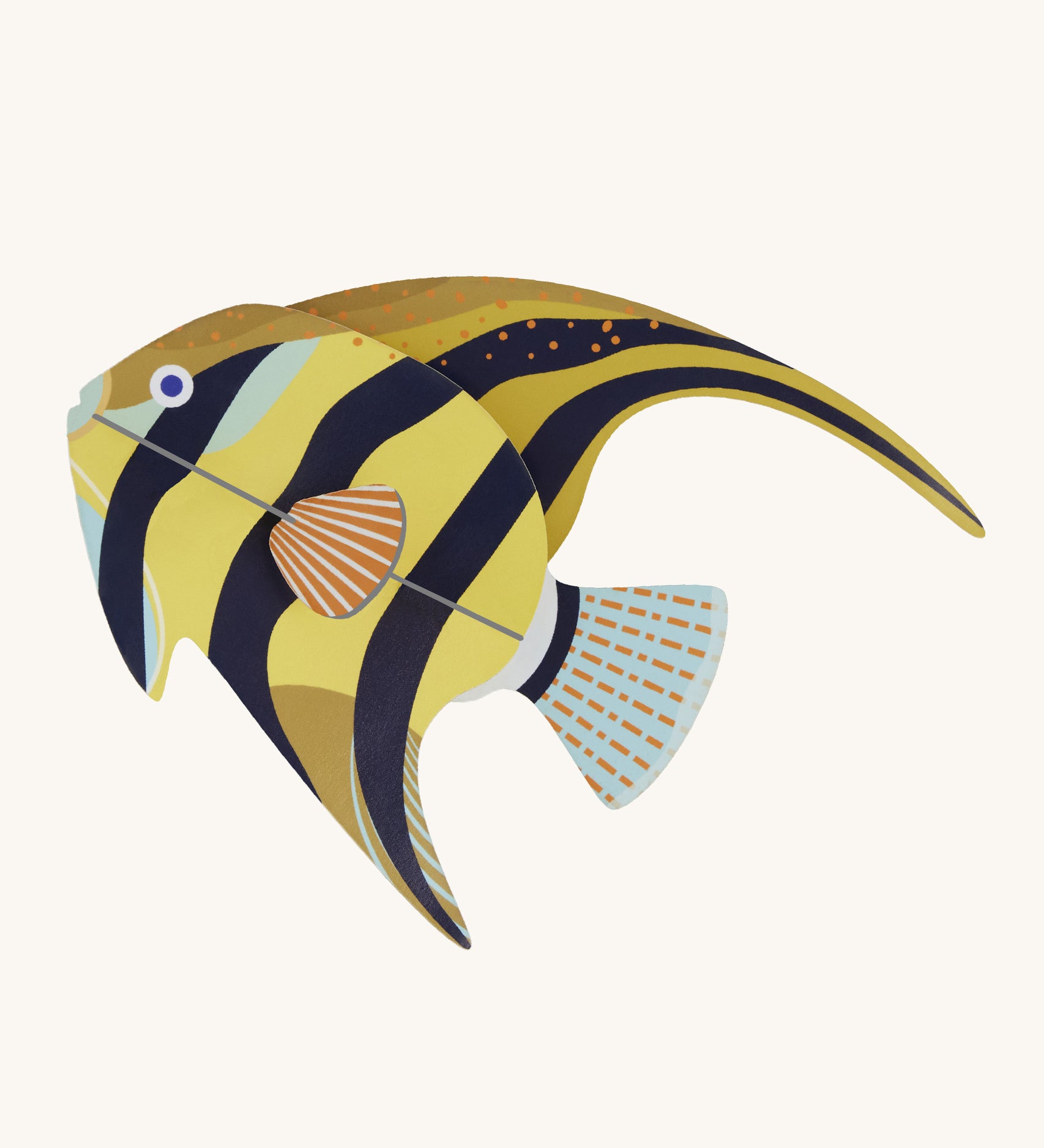 Studio Roof small angelfish wall decoration available at Babipur. Features a thick cardboard DIY kit of a angelfish to hang on a wall