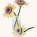 Studio Roof Cardboard Bouquet - Van Gogh Sunflowers, stood in a glass vase on a cream background