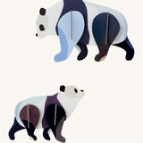 Studio Roof panda family wall decoration available at Babipur. Features a thick cardboard shark DIY kit of an adult and baby panda to hang on a wall
