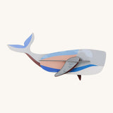 Studio Roof whale wall decoration available at Babipur. A thick cardboard whale DIY kit to hang on a wall