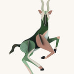 Studio Roof Antelope - 3D Cardboard Model on a cream background. 