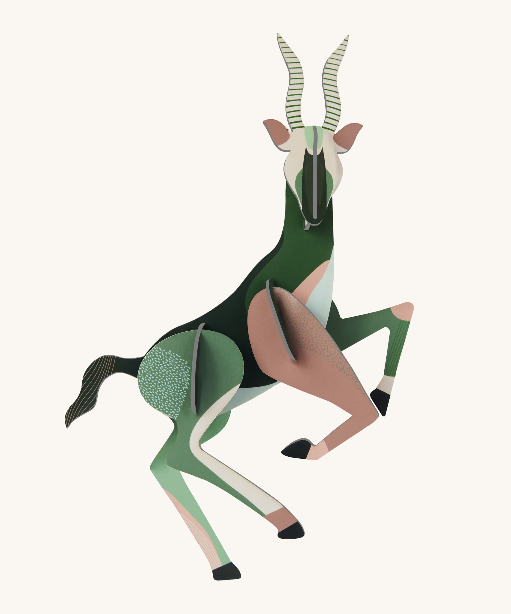 Studio Roof Antelope - 3D Cardboard Model on a cream background. 