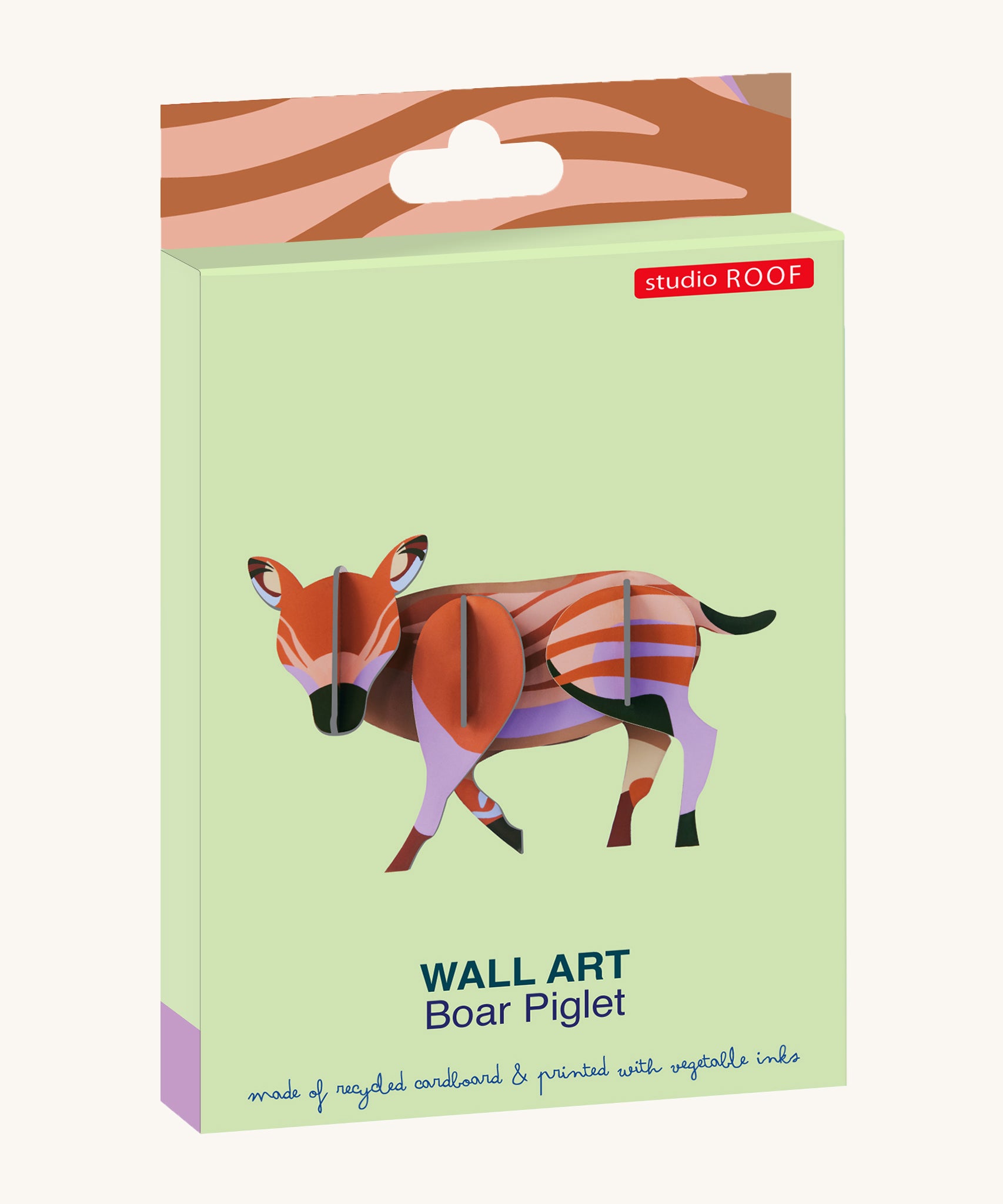 Studio Roof Boar Piglet - 3D Cardboard Model in its colourful packaging