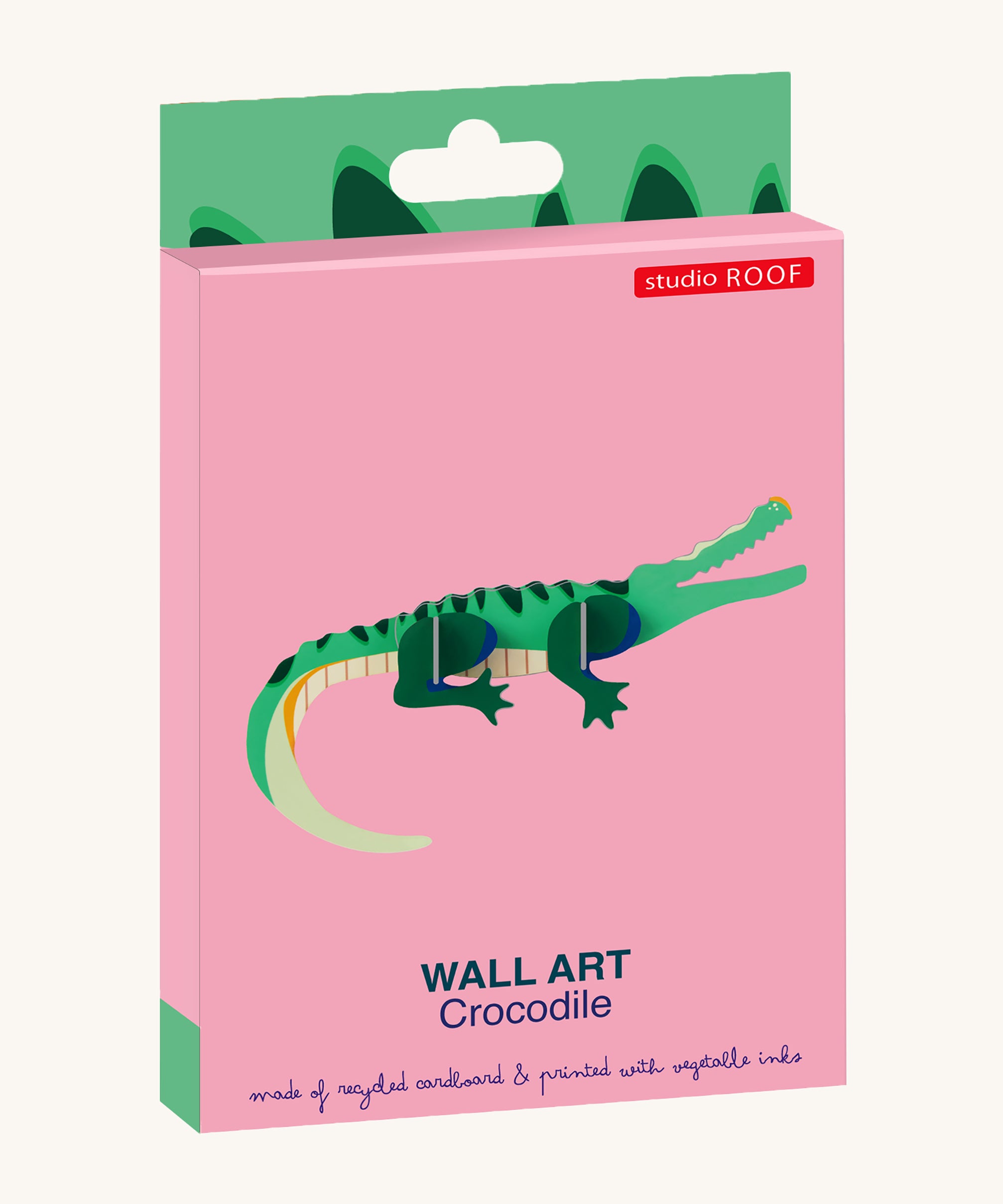 Studio Roof Crocodile - 3D Cardboard Model in its colourful packaging.