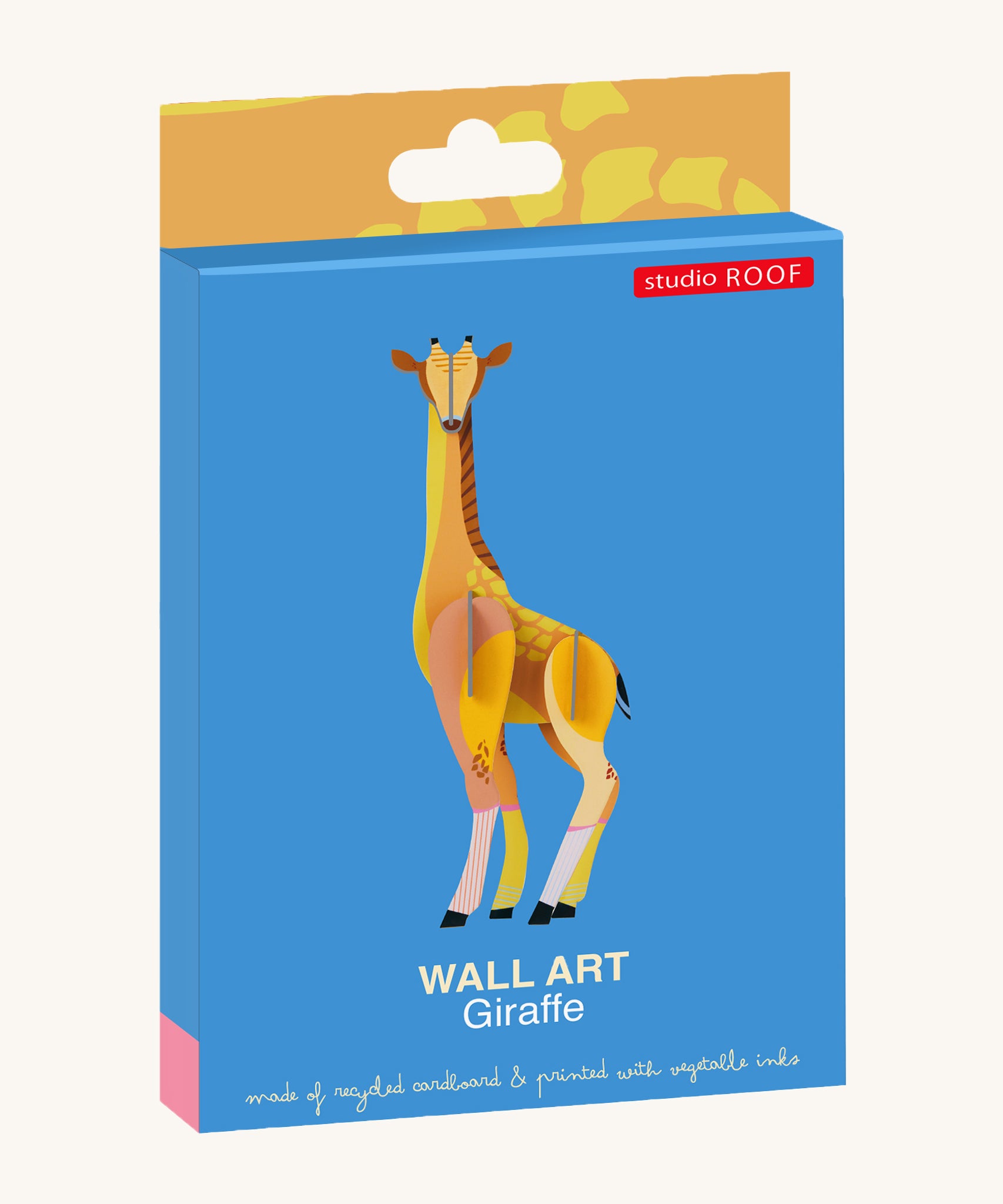 Studio Roof Giraffe - 3D Cardboard Model in its vibrant packaging.