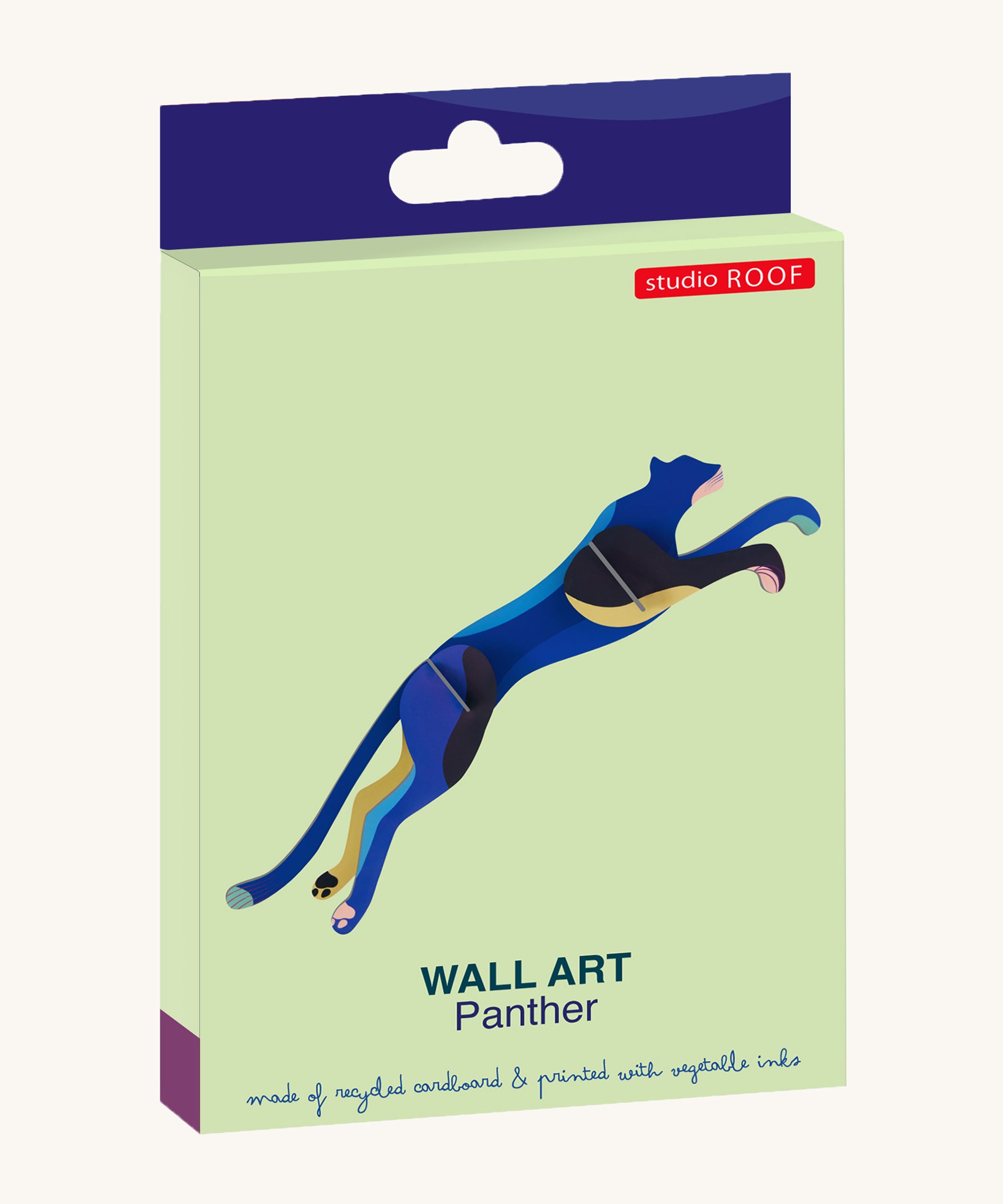 Studio Roof Panther - 3D Cardboard Model in its vibrant packaging.