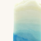 A close up of the The Soapmine snow fairy bar available at Babipur showing the blue gradient detail