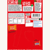 The back of the The front of the Tony's Chocolonely Chocolate Advent Calendar -  Small 216g showing the ingredients, Tony's facts and the Fairtrade Logo, on a cream background
