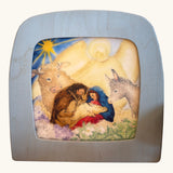 Toverlux nativity scene layered advent story silhouettes available at Babipur. A multiple light silhouettes in a hand sketch style making up a nativity scene 