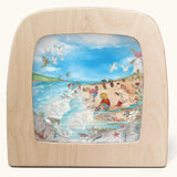 Toverlux Edulux watercycles silhouette featuring Stephanie Green's Estuary artwork. The silhouette is shown in a wooden frame. 