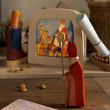 Toverlux magic kids lamp with Saint Nicholas silhouette and Ostheimer wooden figure.