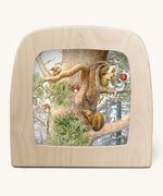 Toverlux children of the forest hide and seek silhouette by Elsa Beskow available at Babipur. The image shows the a illustration of woodland fairytale animals and characters hiding in a tree