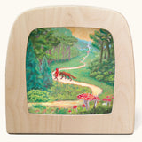 Toverlux Kapitein Kalk - Little Red Riding Hood Silhouette. A beautiful illustration featuring little red hood walking through a forest next to a wolf. 
A range of Toverlux silhouettes, lamps and accessories are available at Babipur. 