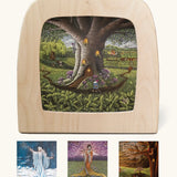 A Toverlux Magic Lamp Silhouette with Artwork By Nathaniel Santa Cruz. The April silhouette is shown in the lamp with October, November and Snow Queen underneath