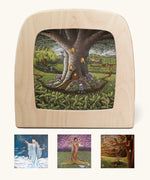 A Toverlux Magic Lamp Silhouette with Artwork By Nathaniel Santa Cruz. The April silhouette is shown in the lamp with October, November and Snow Queen underneath