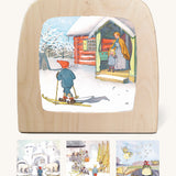 Toverlux StoryLux 4 Silhouette Set for magic lamp showing 4 scenes from Elsa Beskow's Ollie's Ski Trip children's book, buy now at Babipur.