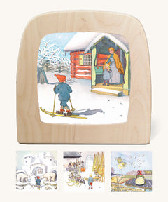 Toverlux StoryLux 4 Silhouette Set for magic lamp showing 4 scenes from Elsa Beskow's Ollie's Ski Trip children's book, buy now at Babipur.