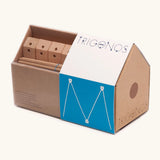 Trigonos medium construction set in the cardboard packaging shaped as a house