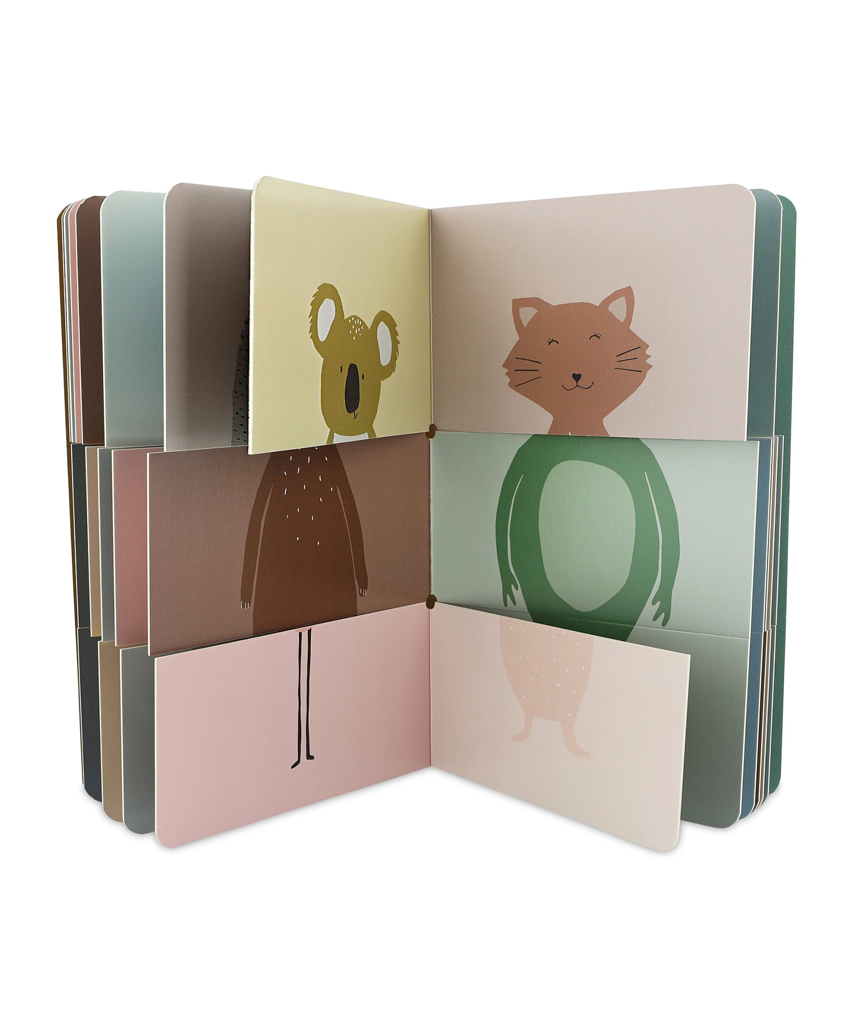 Trixie Flip-Flap Animals Book with the pages open showing different animal combinations.