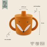 Trixie Animal Friends Silicone Sippy Cup, orange, Mr Fox. Infographic.