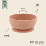 Trixie Animal Friends Silicone Suction Bowl, pink, Mrs Cat. Infographic. 