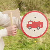 VAH fire fighter wooden toy shield set with mini axe for dress up.