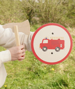 VAH fire fighter wooden toy shield set with mini axe for dress up.