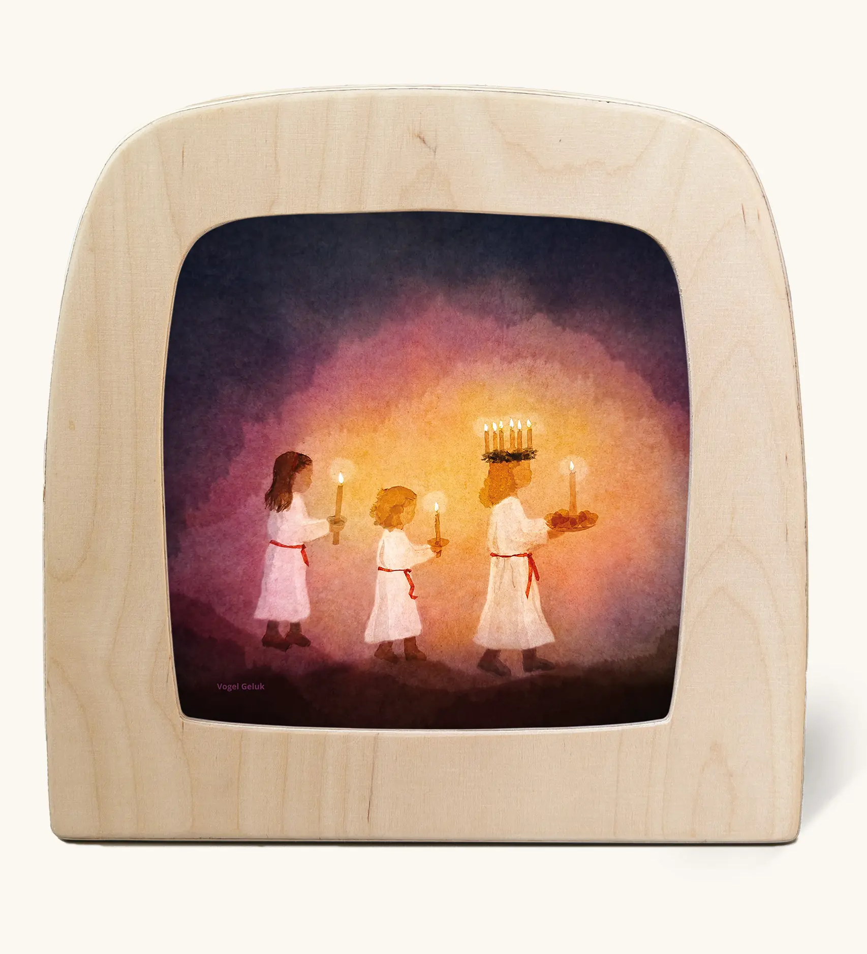 Toverlux silhouette of kids carrying candles for St Lucia Day, for December and Christmas celebrations.