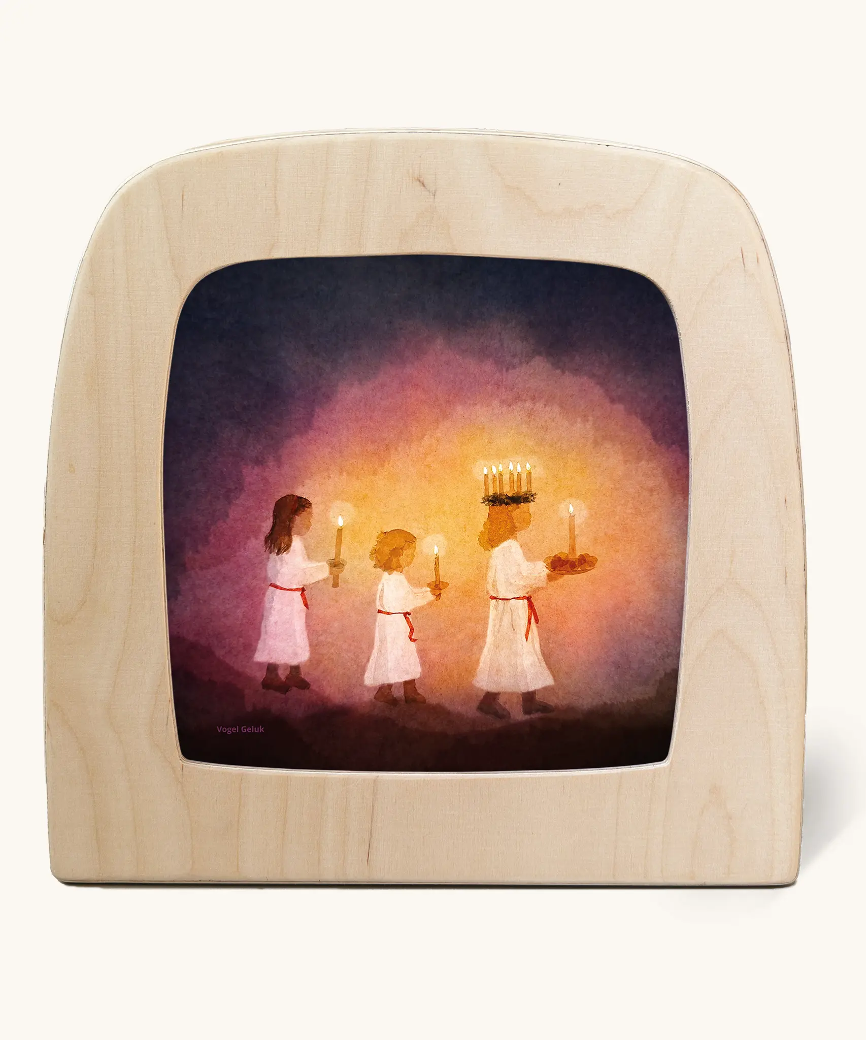 Toverlux silhouette of kids carrying candles for St Lucia Day, for December and Christmas celebrations.