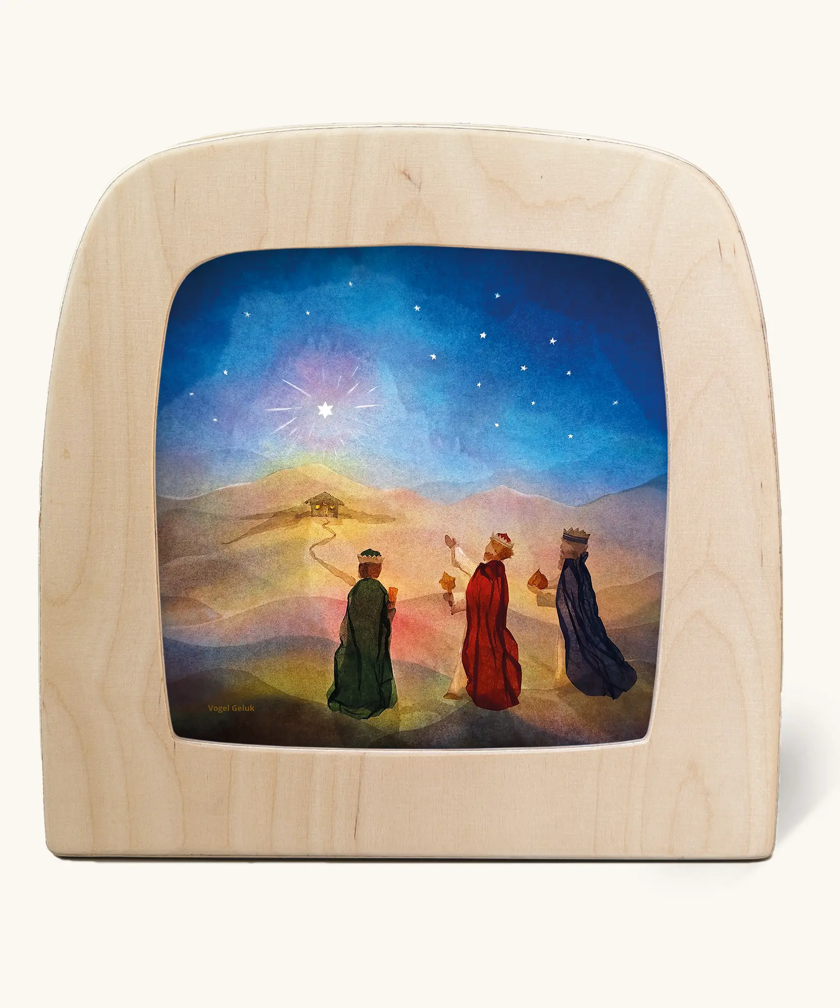 Toverlux silhouette of the nativity scene with the three wise men and starry sky, for December and Christmas celebrations.