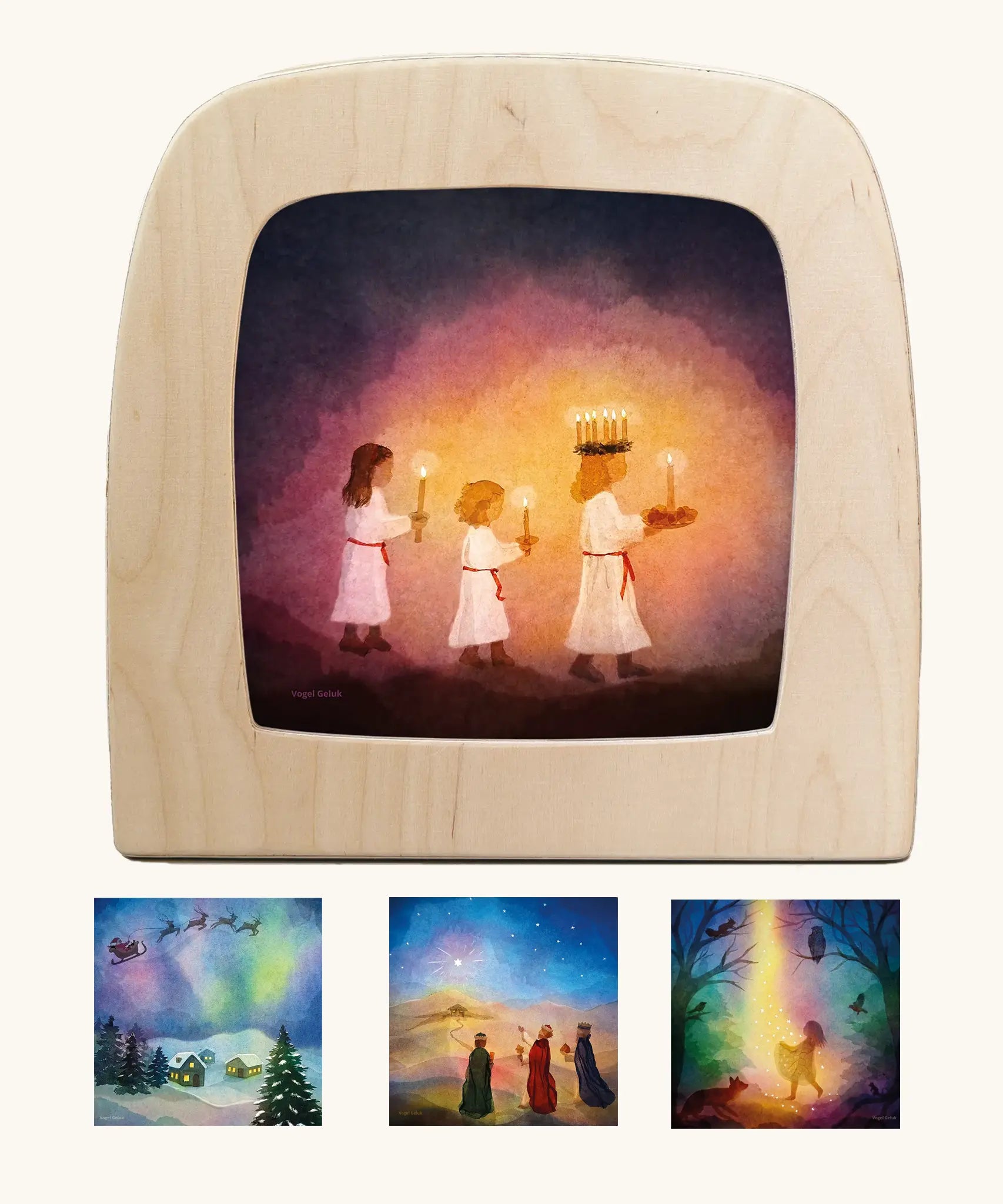 Vogel Geluk artwork silhouettes for the Toverlux Magic Lamp for spring, summer, autumn and winter celebrations.