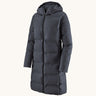 Dark gray puffer coat on a white background