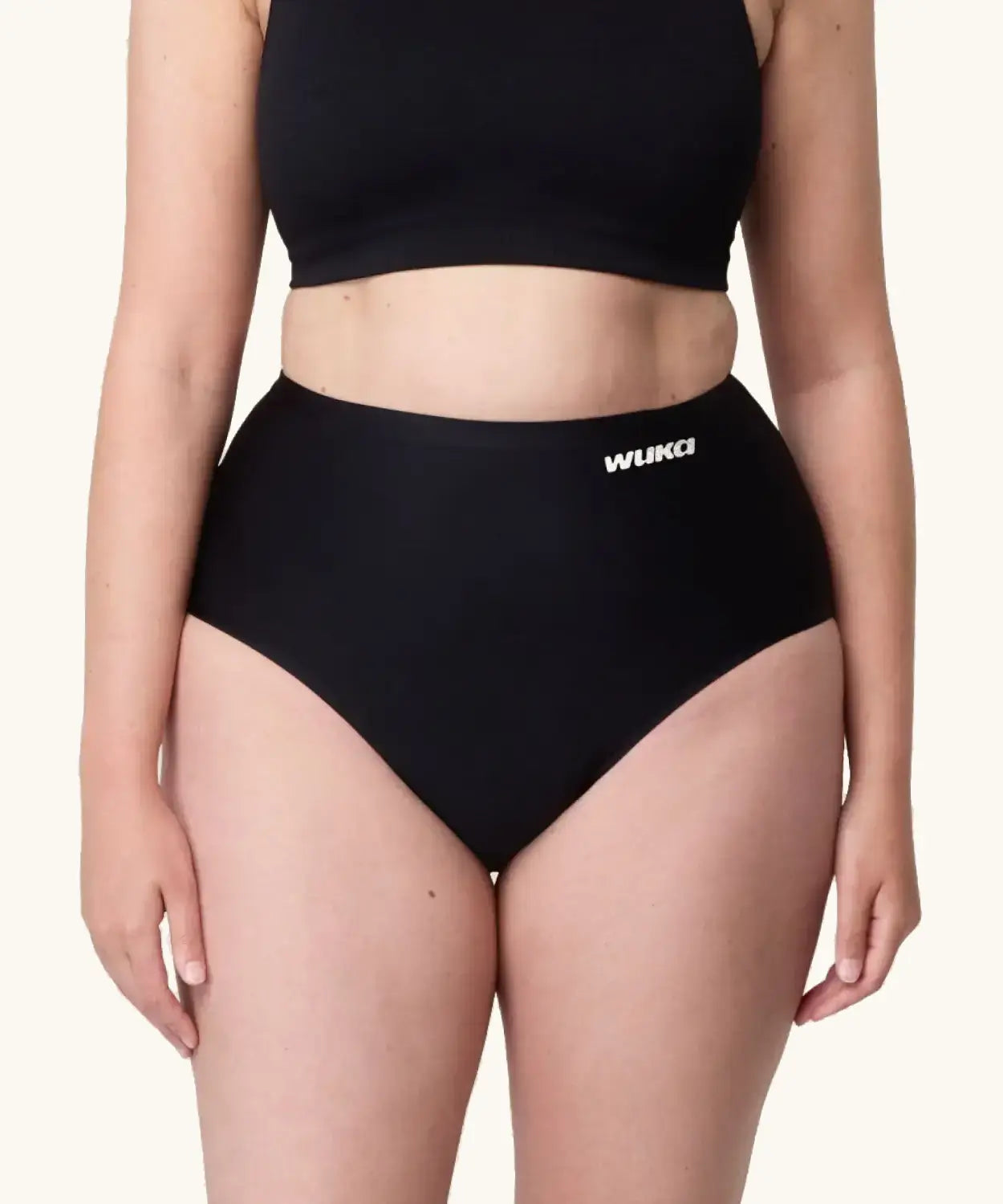 woman wearing the Wuka stretch seamless high waisted period pants 
