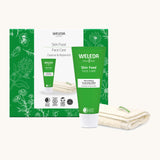 Weleda skin food cleanse replenish gift set. A Weleda gift set that includes the Skin Food face care nourishing cleansing balm and a soft cloth. Weleda have a range of luxurious, natural skin care items available at Babipur. 