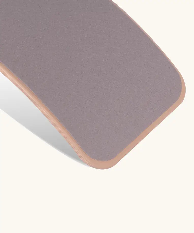 Wobbel Original beech balance board with baby mouse grey wool felt backing 