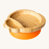 Eco Rascals Ladybird Bamboo Suction Plate with orange silicone base.