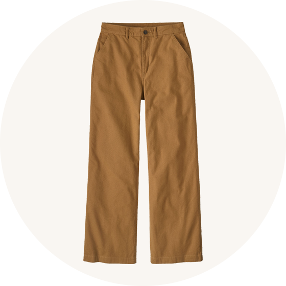 Patagonia Women's Point Reyes Canvas Wide Leg Pants in Nest Brown to represent women's leggings, shorts and trousers at Babipur.