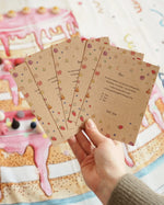 Wonderie everlasting birthday cake play cloth invitations.