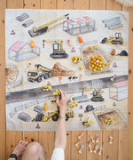 Wonderie Building Site Construction Play Cloth, made from organic cotton, a play base for small world play.