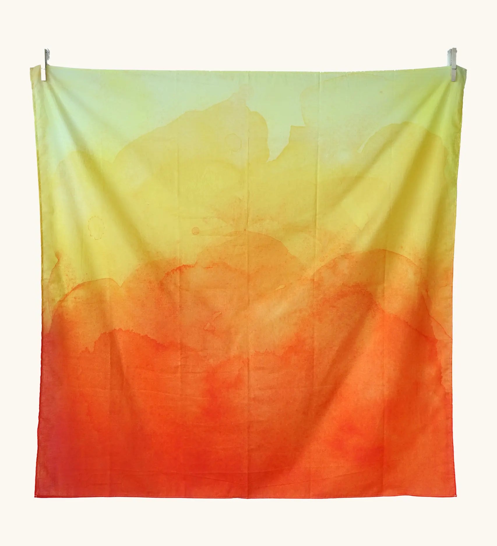 Wonderie organic cotton large sheer play cloth in orange and yellow amber for fire, summer and volcano small world play.