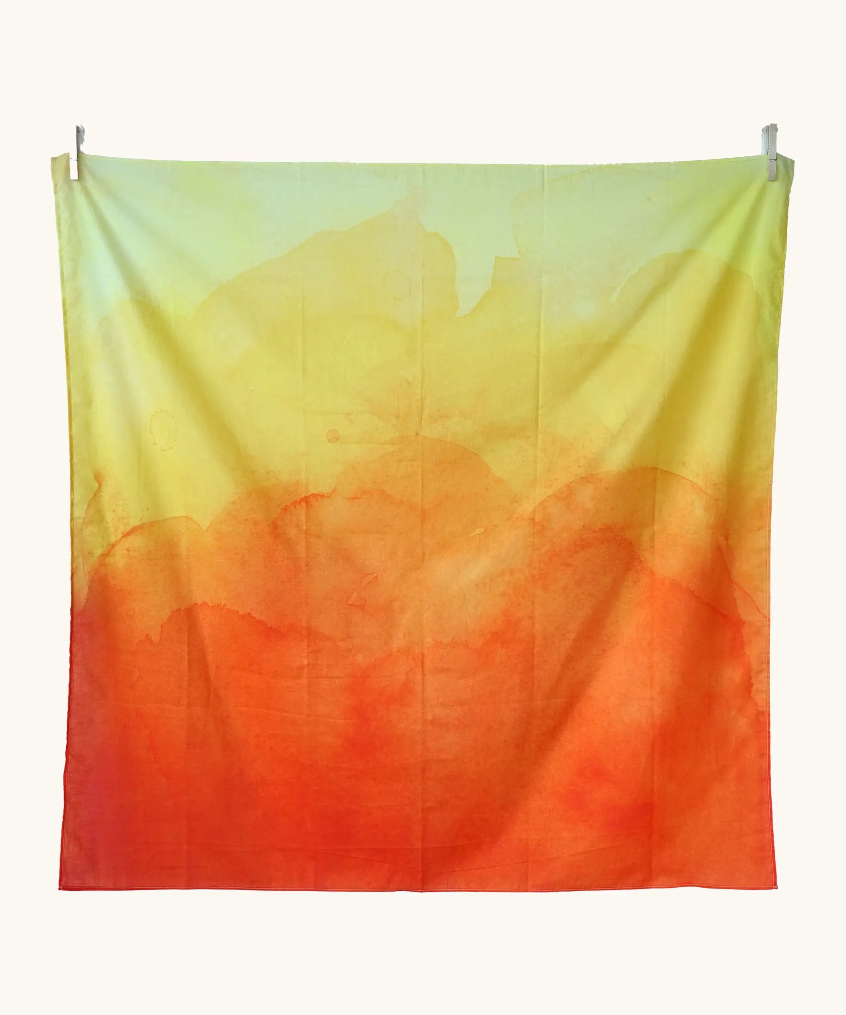 Wonderie organic cotton large sheer play cloth in orange and yellow amber for fire, summer and volcano small world play.