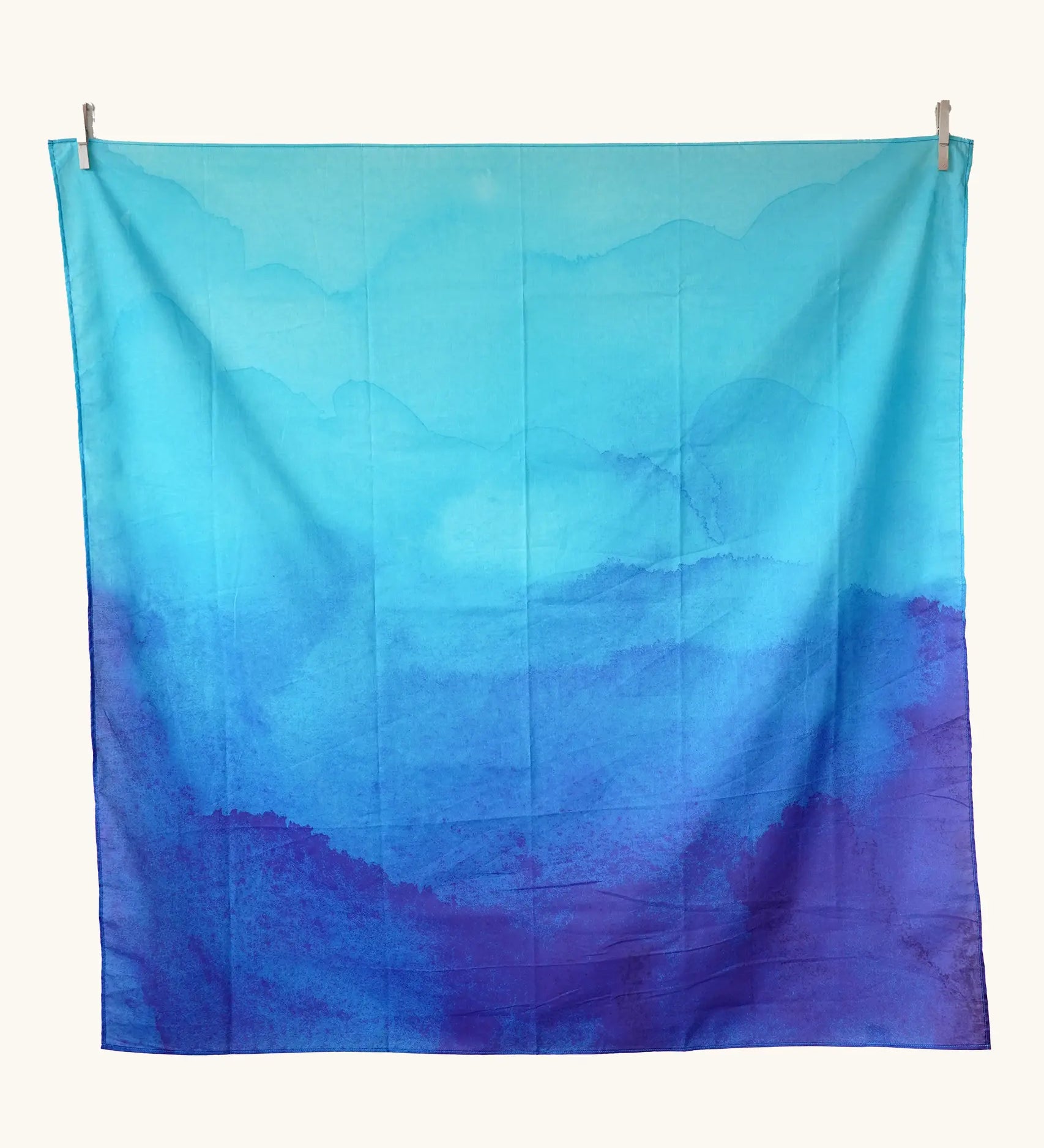 Wonderie organic cotton large sheer play cloth in azure blue for sky, sea and pond small world play.