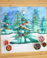 Wonderie Christmas Tree play cloth, made from organic cotton, decorated with Grapat coins, rings and Grimm's beads.
