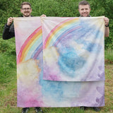 Wonderie magical sky rainbow play cloths in giant and standard size, made from organic cotton.