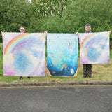 Wonderie cotton play cloths: magical rainbow sky in giant and standard, and into the abyss underwater.