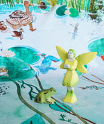 A Bumbu fairy and frog play on the Wonderie Play Cloth - Down By The Pond