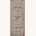 The outside of the Wooden Story Nighthawk Rattle cardboard box, decorated in a vintage inspired print, with two birds