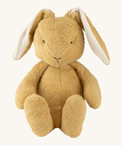 Wooly Organic soft bunny rabbit toy in light brown colour available at Babipur. A soft organic cotton bunny rabbit toy with floppy ears and cute facial features. 