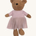Wooly Organic soft teddy bear in caramel brown with a pink tutu available at Babipur. 